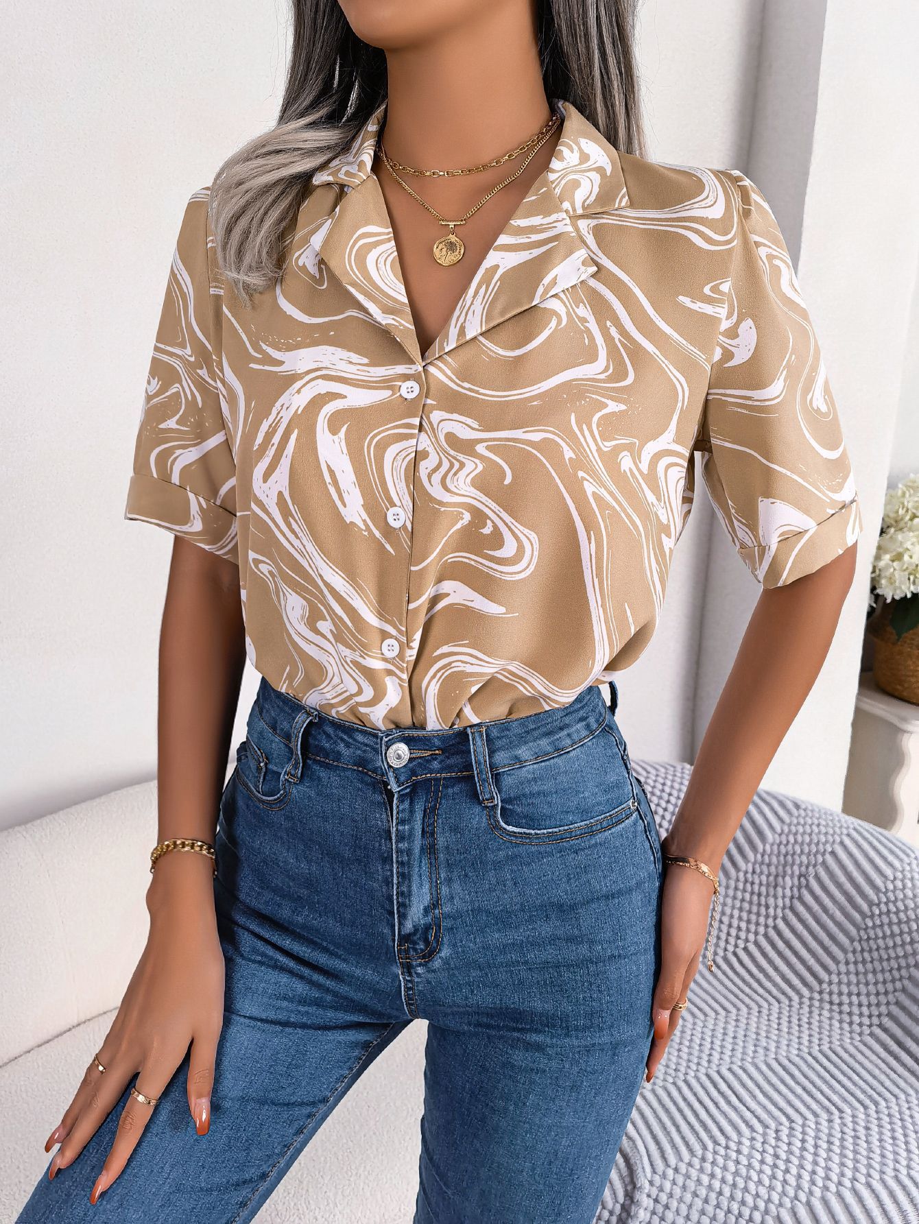 Women's Tie-Dye Lapel Shirt