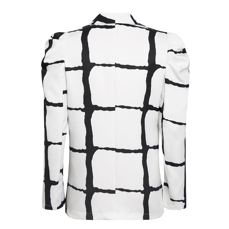 Blazer à carreaux en V profond