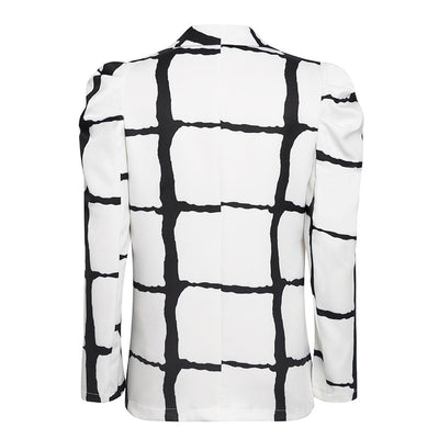 Blazer à carreaux en V profond