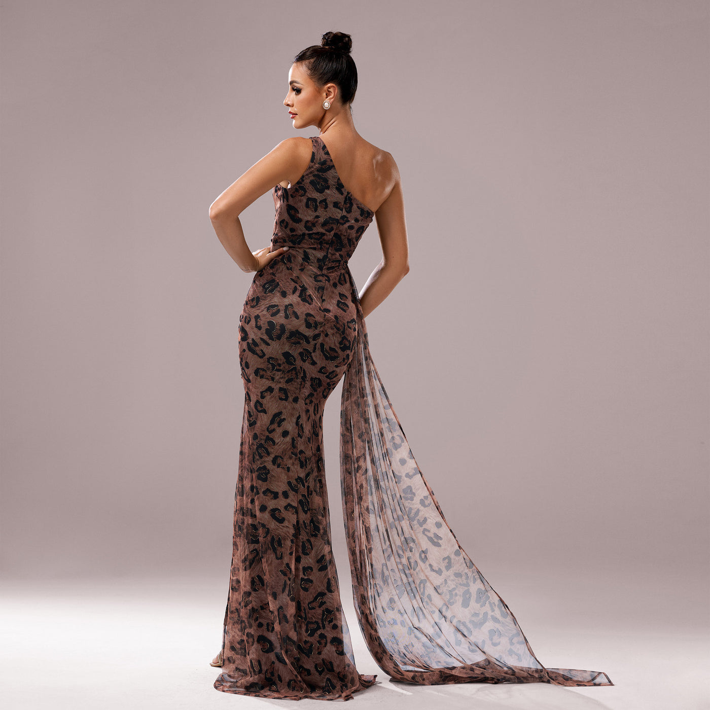 Leopard Sequin One-Shoulder Gown - Shé Hauté