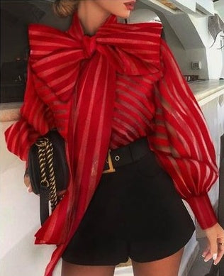 Chemise décontractée à manches à pois