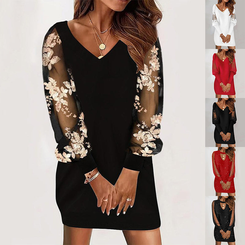 Robe en dentelle à col en V