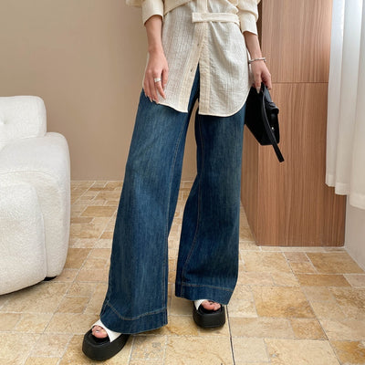 Women's Washed High Waist Wide-Leg Jeans - Shé Hauté