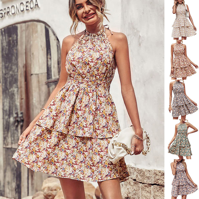Boho Print Halter Dress