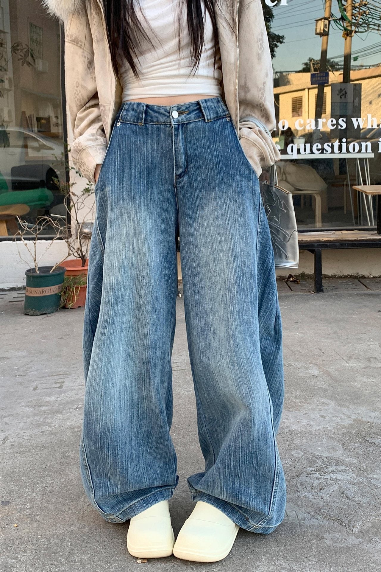 Denim ample délavé