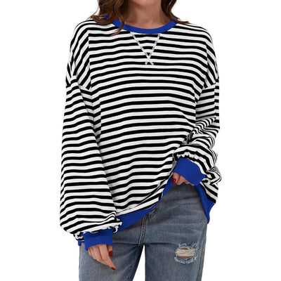 Pull décontracté à rayures pour femme