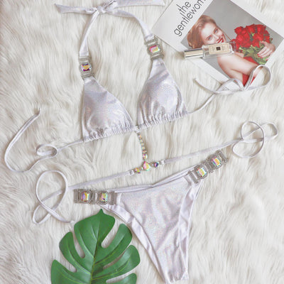 Ensemble bikini dos nu à paillettes