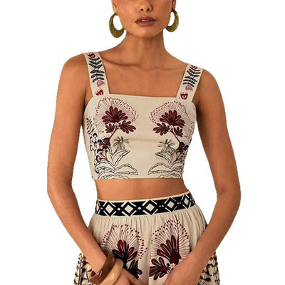Midriff-Baring Skirt Set