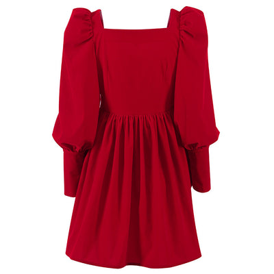 Robe trapèze en velours rouge