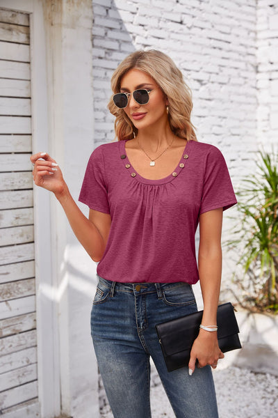 Pleated Short Sleeve Top
