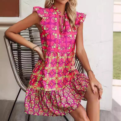 Printed V-Neck Dress