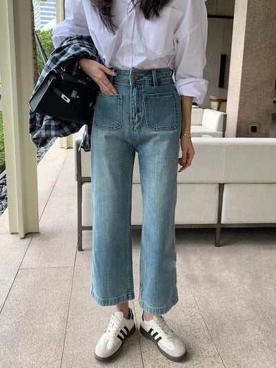 Women's Light Blue Wide-Leg Jeans - Shé Hauté