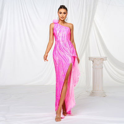 Women's Sequin One-Shoulder Gown - Shé Hauté