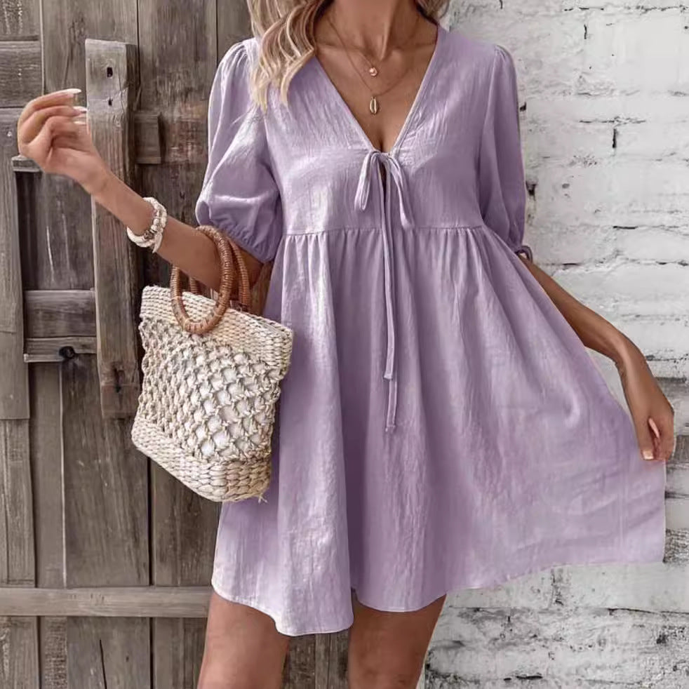 Robe nouée à col en V