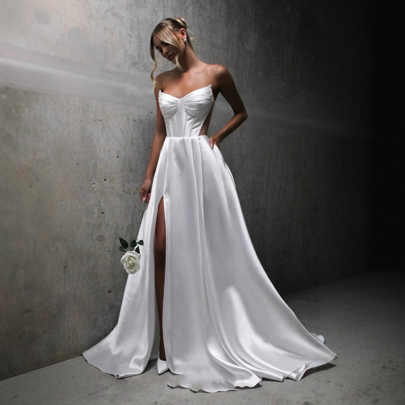 White Satin Bandage Gown - Shé Hauté