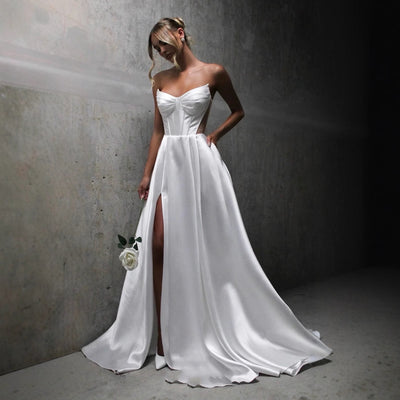 White Satin Bandage Gown - Shé Hauté