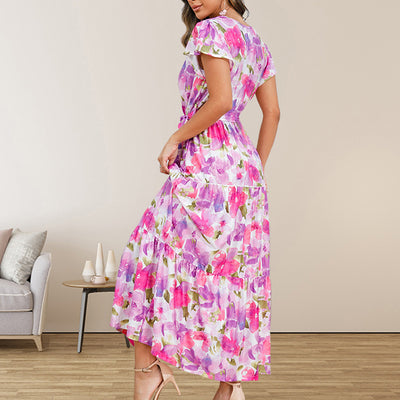 Robe à volants imprimée