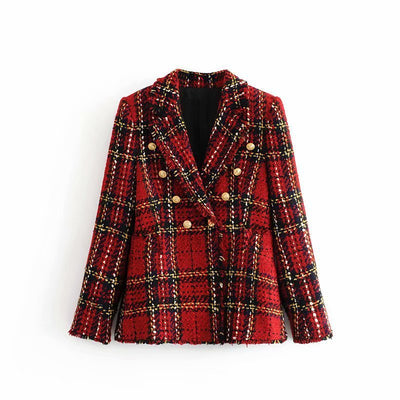 Blazer en laine à carreaux