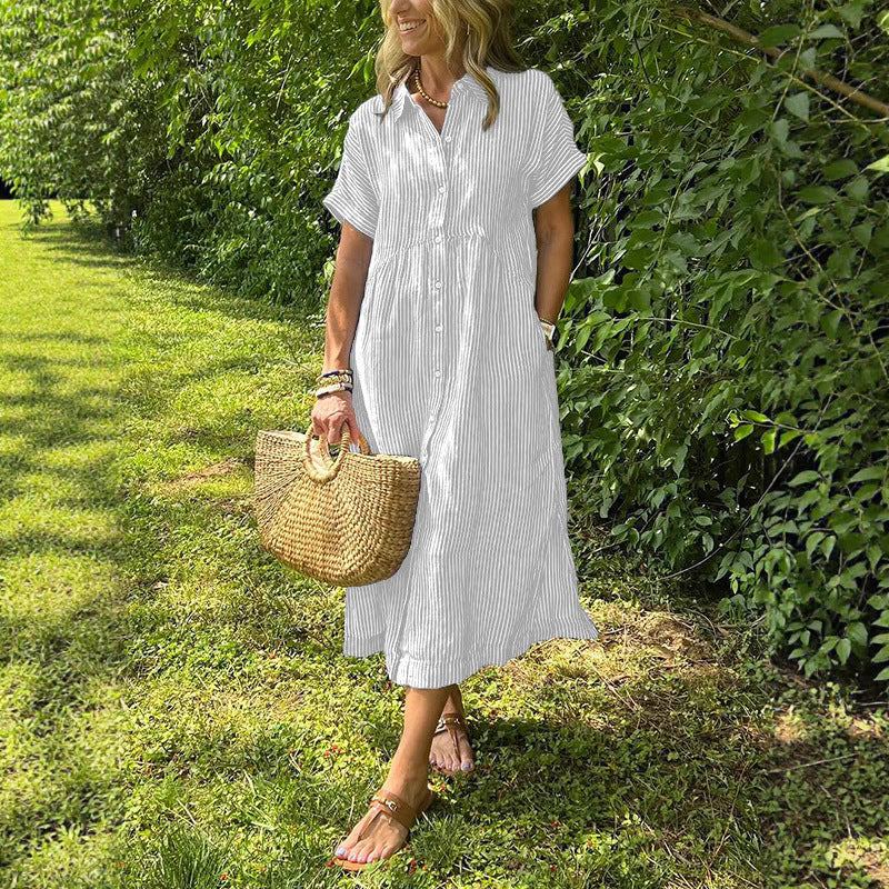 Robe en lin rayée