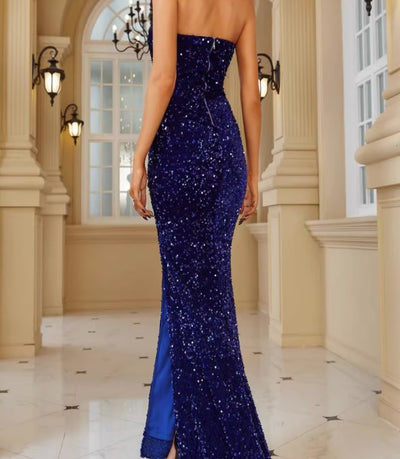 Robe fendue à paillettes