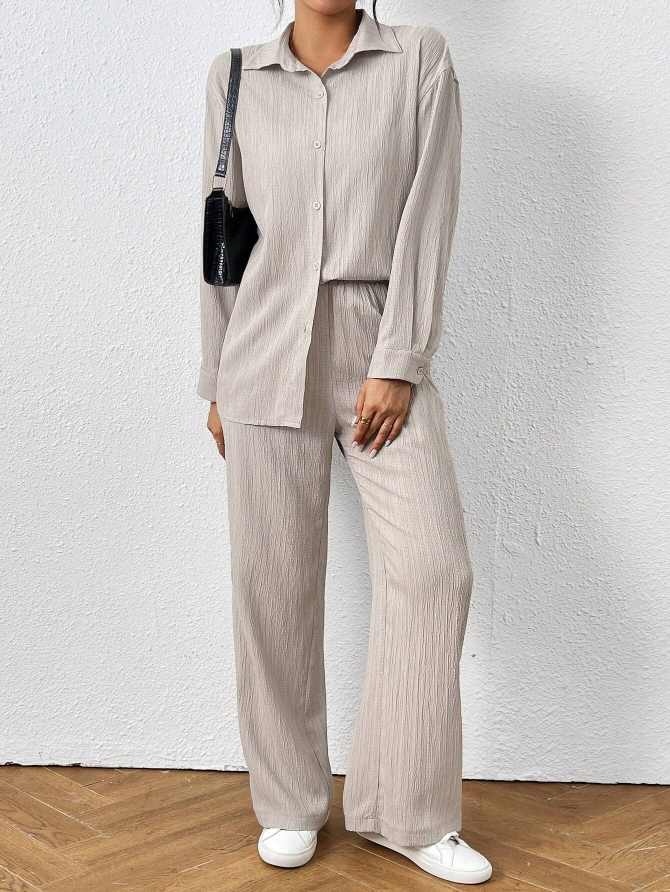 Solid Shirt Set