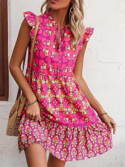 Printed V-Neck Dress