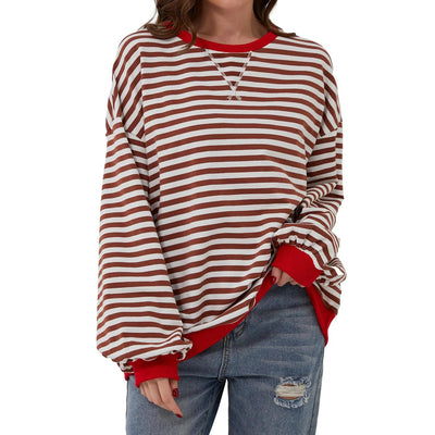 Pull décontracté à rayures pour femme