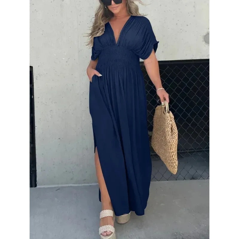 Short Sleeve Slit Dress
