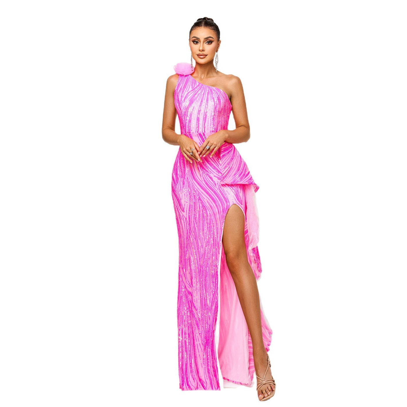 Women's Sequin One-Shoulder Gown - Shé Hauté