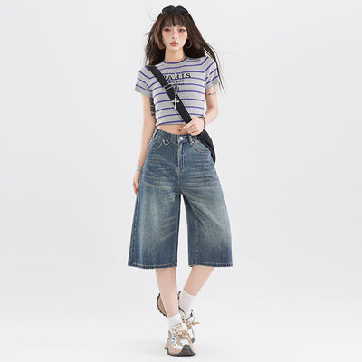 Women's Retro High Street Cropped Jeans - Shé Hauté