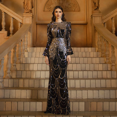Slimming Sequin Long Dress - Shé Hauté
