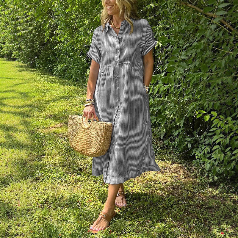 Robe en lin rayée