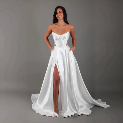 White Satin Bandage Gown - Shé Hauté