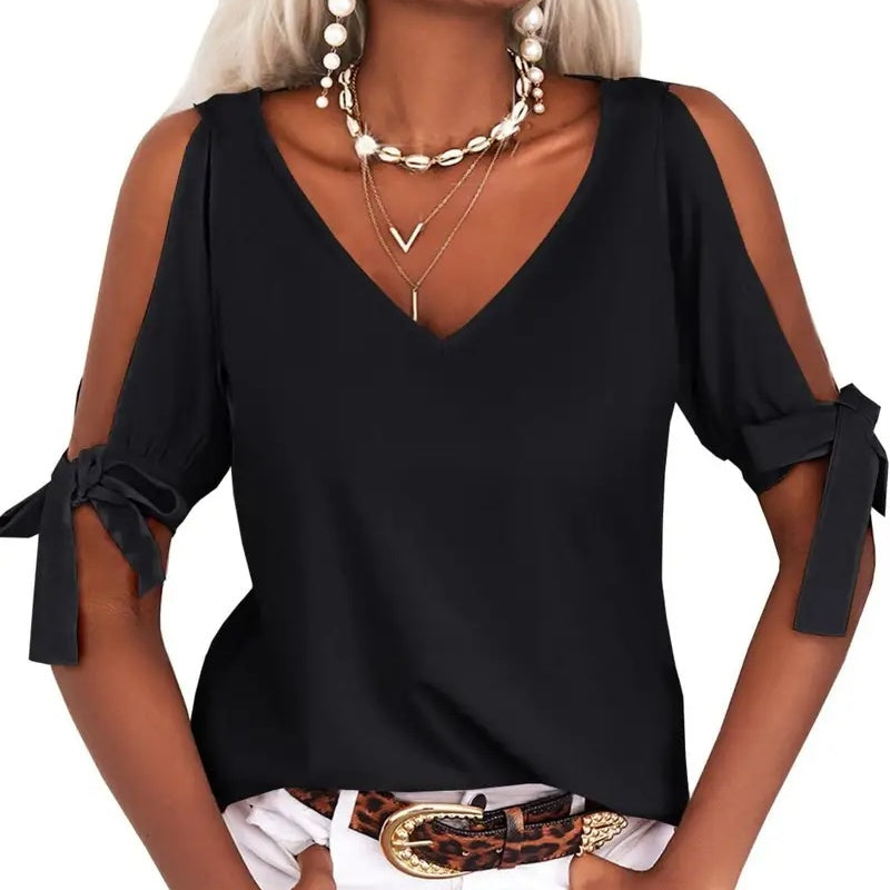 Women's Cold Shoulder Tie Tops