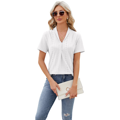 Hollow V-Neck Loose Fit Tee