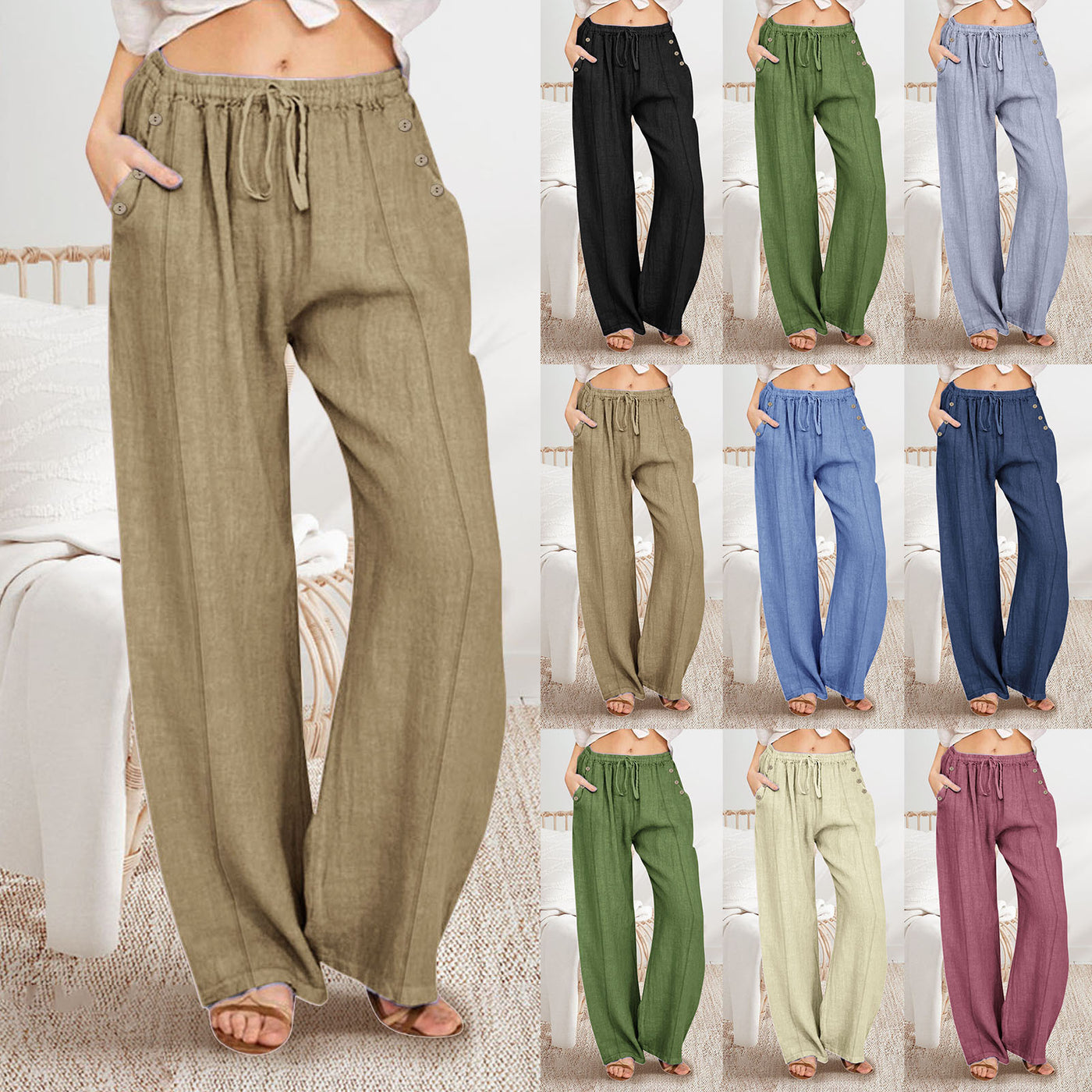 Pantalon ample à boutons
