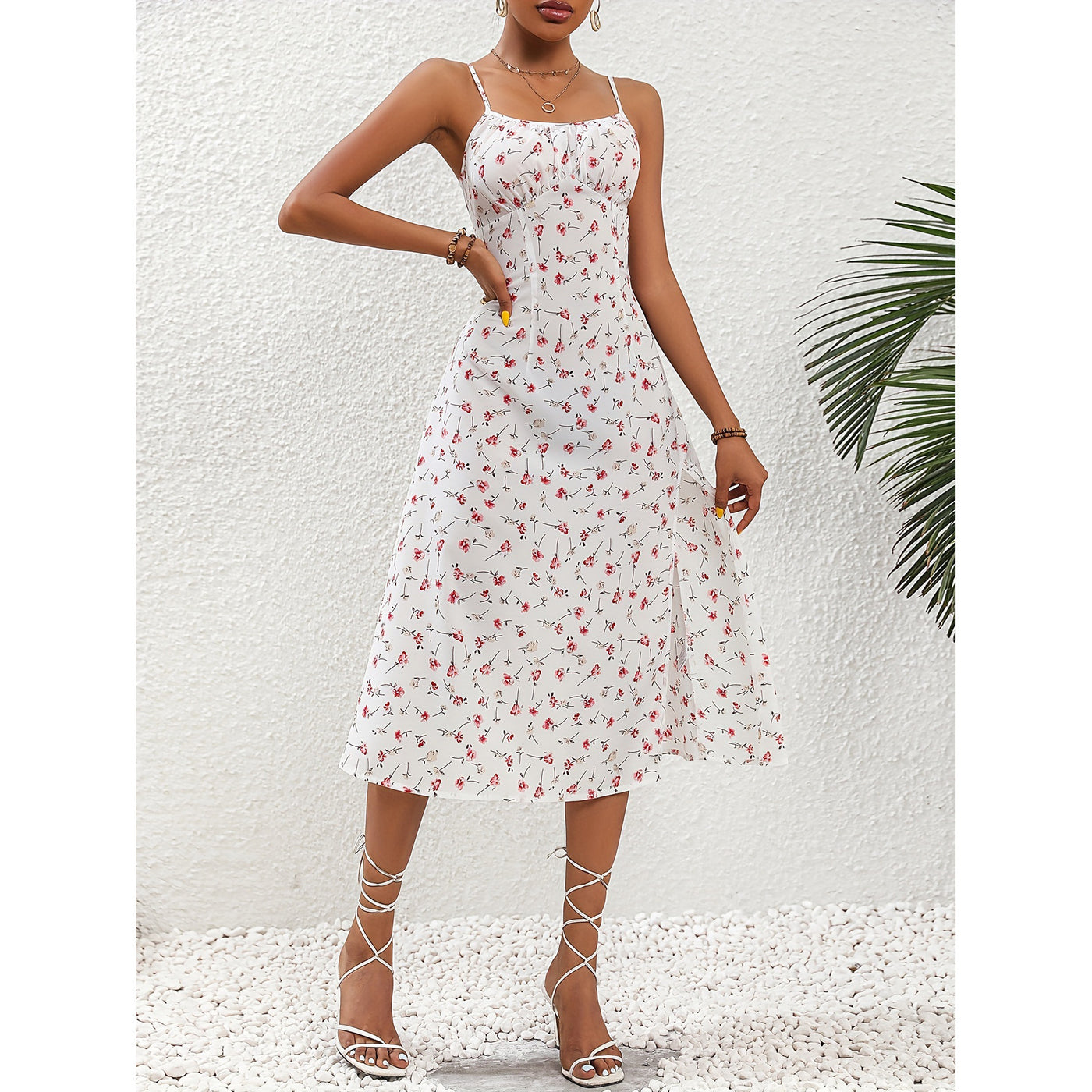 Robe fendue à pois