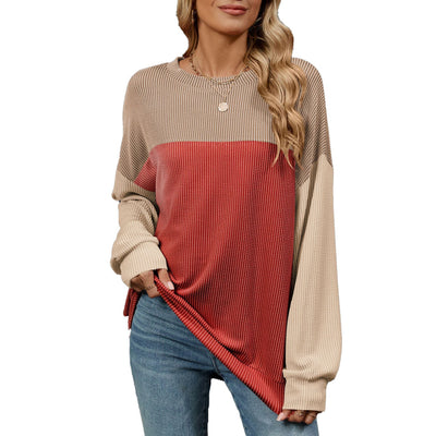 Round Neck Colorblock Top
