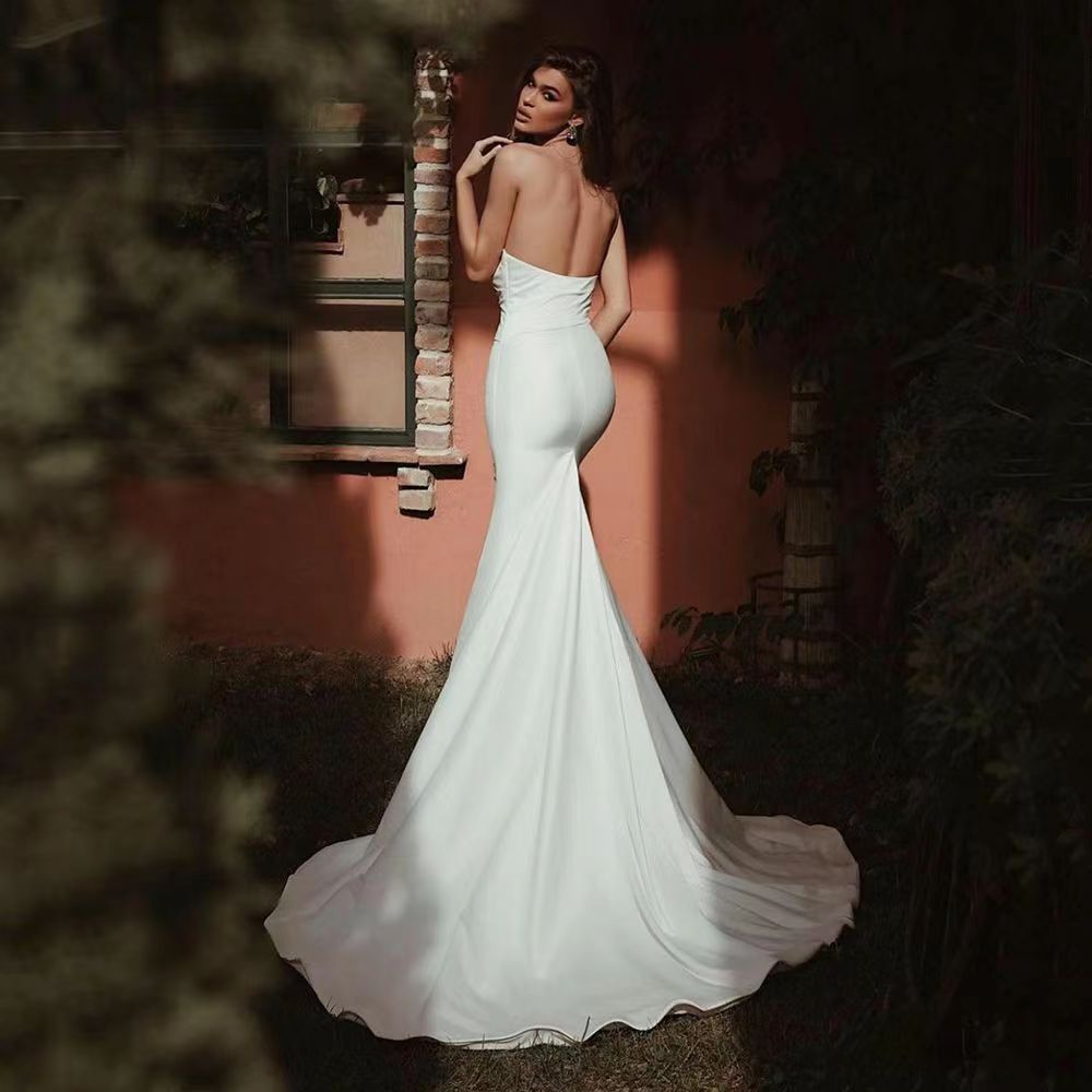 Women's Tube Top Satin Fishtail Gown - Shé Hauté