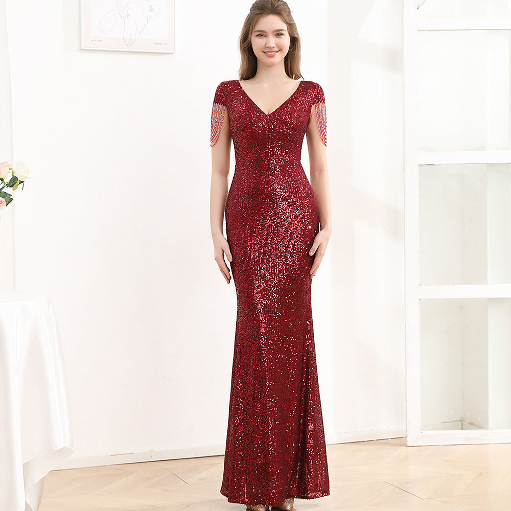 Slimming Sequin Long Dress - Shé Hauté