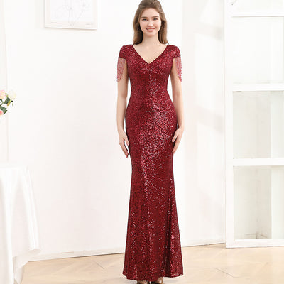 Slimming Sequin Long Dress - Shé Hauté