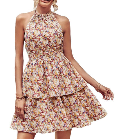 Boho Print Halter Dress