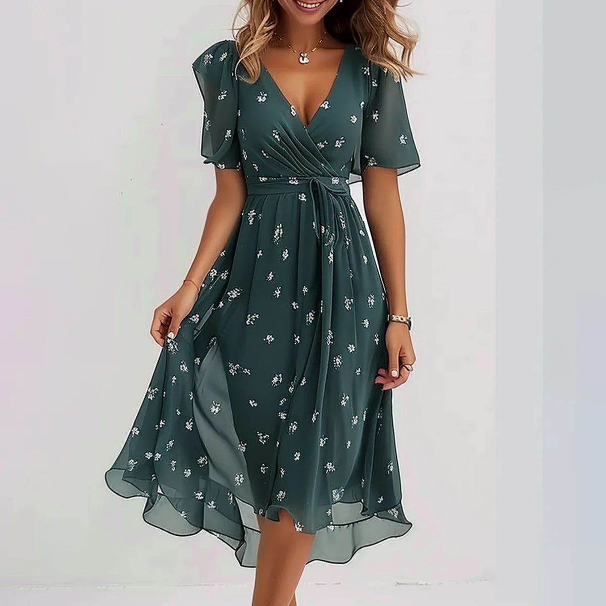 Chiffon V-Neck Dress