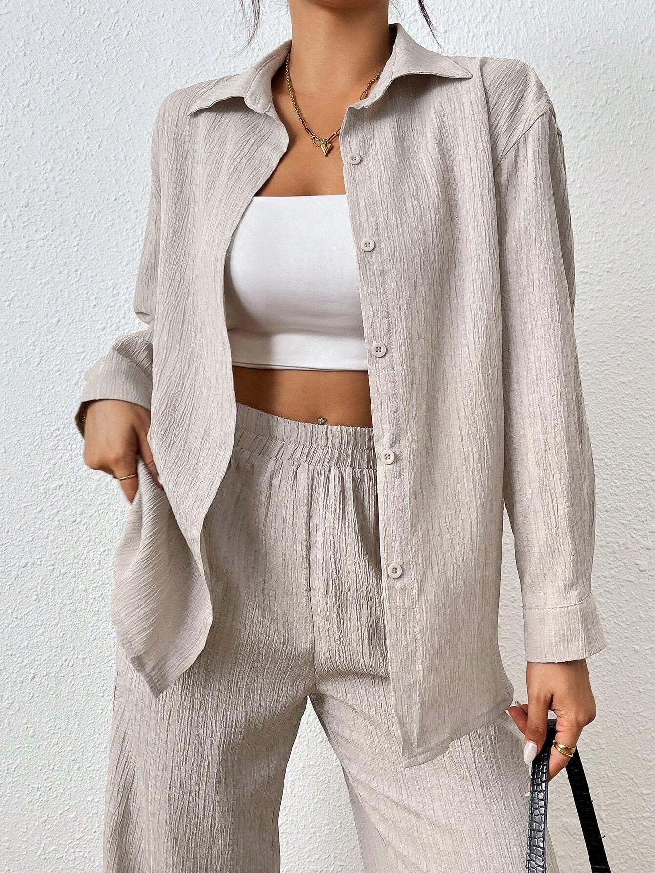 Solid Shirt Set