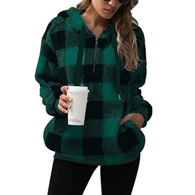 Women's Plaid Hooded Sweatshirt