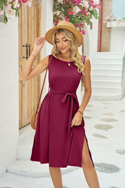 Lace-Up Slit Dress