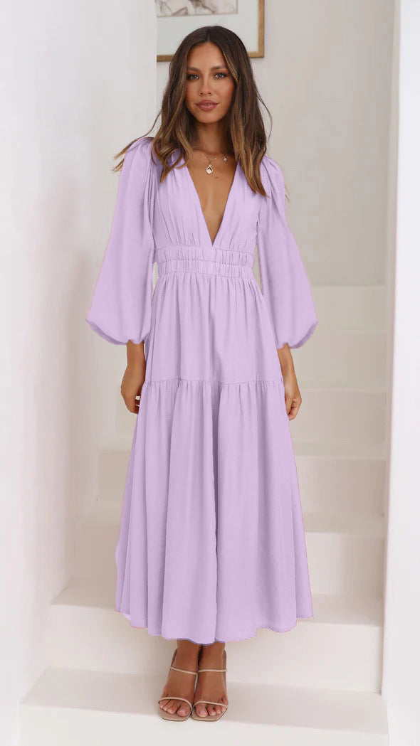 V-Neck Waist Dress