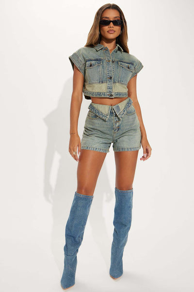 Denim Two-Piece Set