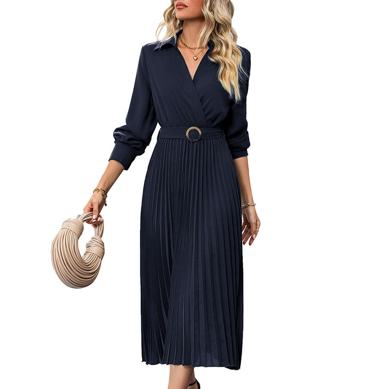 Robe mi-longue à revers