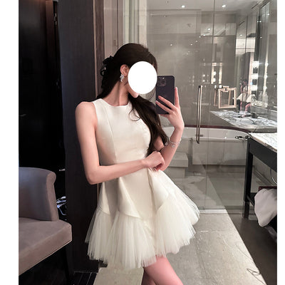 Puff Mesh Stitching Pearlescent Dress - Shé Hauté